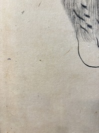Korean school: 'A pair of tiger paintings', ink and colour on paper, Joseon, 19th C.