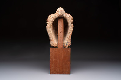 A Thai pottery Haripunjaya-style head of Buddha, possibly 13th C.