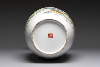 A Chinese famille rose 'Antiquities&rsquo; vase, signed Fang Jiazhen 方家珍, dated 1891