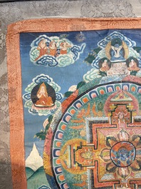 Two Tibetan thangkas depicting a Mandala and Chakras, 19th C.