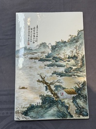 A pair of Chinese famille rose 'landscape' plaques, signed Zhen Feng 振豐, dated 1899