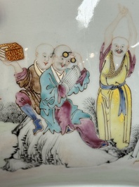 A Chinese famille rose '18 Luohan' punch bowl, Qianlong