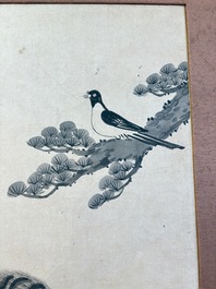 Korean school: 'A pair of tiger paintings', ink and colour on paper, Joseon, 19th C.