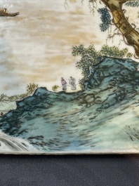 A pair of Chinese famille rose 'landscape' plaques, signed Zhen Feng 振豐, dated 1899
