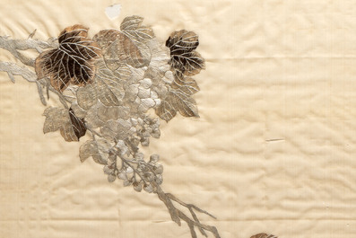 Two Chinese embroidered silk panels, 19/20th C.