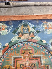 Two Tibetan thangkas depicting a Mandala and Chakras, 19th C.