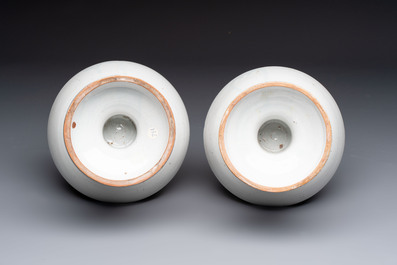 A pair of white-glazed baluster-shaped vases, France, 18th C.