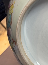 A Chinese famille rose '18 Luohan' punch bowl, Qianlong