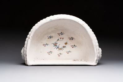 A large Brussels faience 'A la Haie Fleurie' water basin, 18th C.