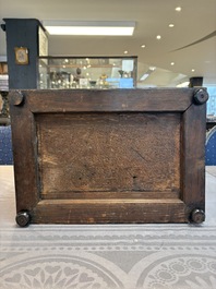 A small tortoiseshell-veneered cabinet of drawers with mirrored interior, Antwerp, 17th C.