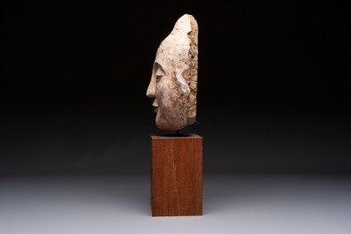 A Thai polychrome stucco head of Buddha, Ayutthaya Kingdom, 16/17th C.