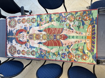 Two Tibetan thangkas depicting a Mandala and Chakras, 19th C.