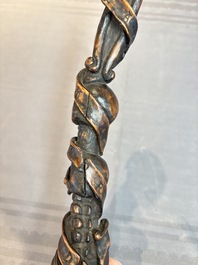 A finely carved boxwood 'vanitas' or 'memento mori' stick, 18/19th C.