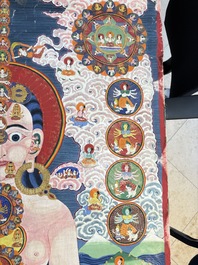 Two Tibetan thangkas depicting a Mandala and Chakras, 19th C.