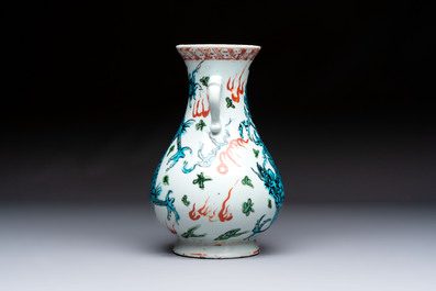 A rare Chinese polychrome Swatow 'Dragon' vase, Ming