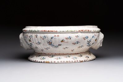 A large Brussels faience 'A la Haie Fleurie' water basin, 18th C.