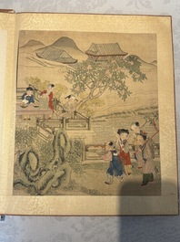 An album of 12 'playing boys' paintings, ink and colour on silk, China, 19th C.