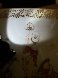 A Chinese famille rose '18 Luohan' punch bowl, Qianlong