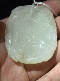 A Chinese white jade 'Xi Xiang Ji' plaque, Wenwan 文玩 mark, Qianlong
