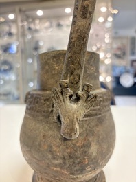 A Chinese archaic bronze food vessel, 'you 卣', Western Zhou