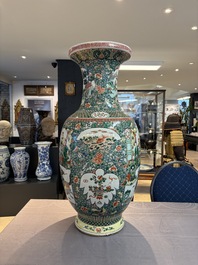 A large Chinese famille verte vase with narrative design, 19th C.