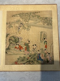 An album of 12 'playing boys' paintings, ink and colour on silk, China, 19th C.