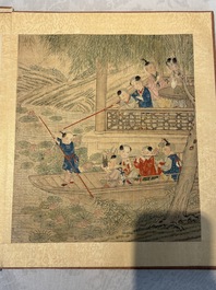 An album of 12 'playing boys' paintings, ink and colour on silk, China, 19th C.