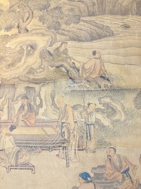 In the manner of Qian Gong 錢貢 (16/17th C.): 'Gathering of sages', ink and colour on silk, 19th C.