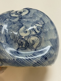 A rare Chinese blue and white 'cat' nightlight, 18th C.