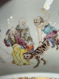 A Chinese famille rose '18 Luohan' punch bowl, Qianlong