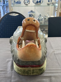 A rare Chinese famille rose 'boar head' tureen and cover, Qianlong