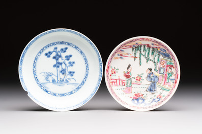 A varied group of ten Chinese blue, white and famille rose wares, Yongzheng/Qianlong