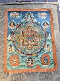Two Tibetan thangkas depicting a Mandala and Chakras, 19th C.