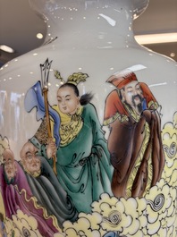 A Chinese famille rose 'Qun Xian Hui 群仙會' vase, signed Cai Yun 蔡雲, Qianlong mark, dated 1943