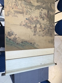 In the manner of Qian Gong 錢貢 (16/17th C.): 'Gathering of sages', ink and colour on silk, 19th C.