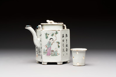 A Chinese famille rose covered 'Dragon' bowl and a teapot, Guangxu and Wang Yongshun 汪永順 mark, 19/20th C.