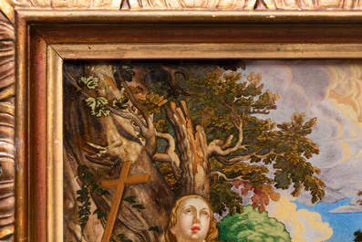 Philbert de Trappier: 'The Penitent Magdalene', reverse glass painting, France, signed and dated 1648-49