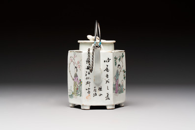 A Chinese famille rose covered 'Dragon' bowl and a teapot, Guangxu and Wang Yongshun 汪永順 mark, 19/20th C.