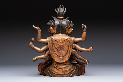 A Chinese or Japanese gilt-lacquered figure of Hayagrīva, 19th C.