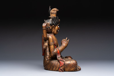 A Chinese or Japanese gilt-lacquered figure of Hayagrīva, 19th C.