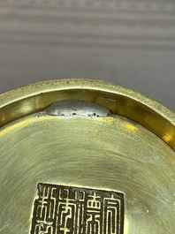 Two Chinese bronze censers and stands, Xuande mark, 19th C.