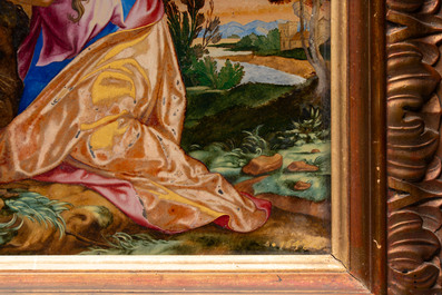 Philbert de Trappier: 'The Penitent Magdalene', reverse glass painting, France, signed and dated 1648-49