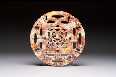 Three Chinese archaistic jade carvings, 20th C.