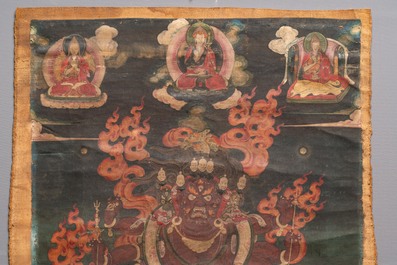 A fine Tibetan 'Vajrabhairava' thangka, 18/19th C.