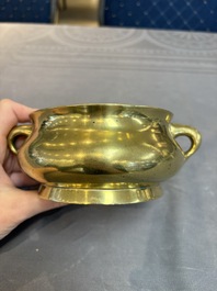 Two Chinese bronze censers and stands, Xuande mark, 19th C.
