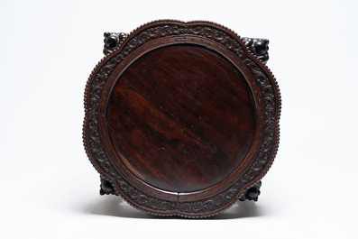 A large Chinese hongmu stand, 19th C.