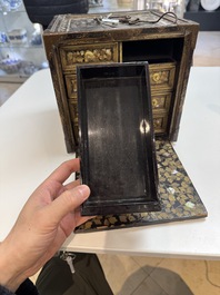 A Japanese Nanban portable lacquer cabinet, Momoyama, late 16th/early 17th C.