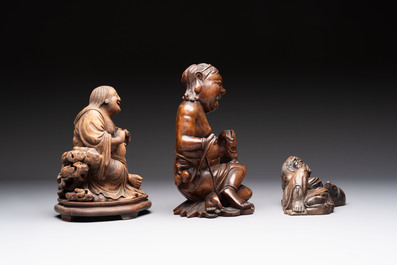 Six Chinese wooden and bamboo carvings, 19/20th C.