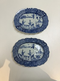 13 Chinese blue and white 'Xi Xiang Ji' serving dishes, Qianlong