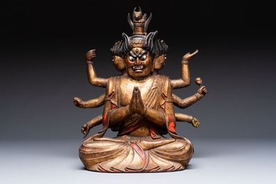 A Chinese or Japanese gilt-lacquered figure of Hayagrīva, 19th C.